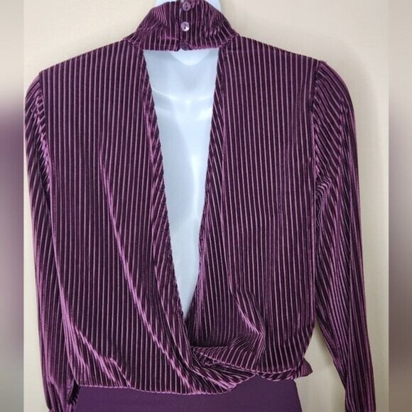 Intimissimi Open Back Ribbed Velvet wine Bodysuit Size S - Picture 5 of 9